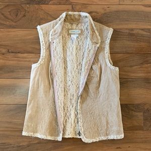 Leather & embroidered vest
